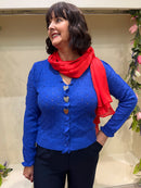 Heart Brooch & Ruffle Cardi - Blue