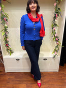 Heart Brooch & Ruffle Cardi - Blue