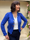 Heart Brooch & Ruffle Cardi - Blue