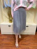 Rowan Tulle Skirt With Ruffle Underlay - Grey