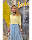 Lucia Tulle Skirt - Blue with heart dots