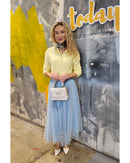 Lucia Tulle Skirt - Blue with heart dots