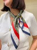 Ebony Paisley & Stripe Printed Neck Scarf - Navy