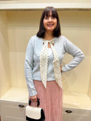 Everlee Bow Tie Ribbon Reversible Jumper - Grey