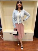 Everlee Bow Tie Ribbon Reversible Jumper - Grey