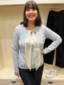 Everlee Bow Tie Ribbon Reversible Jumper - Grey