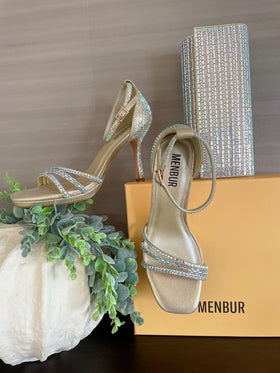 Menbur 24736 Oro Gold Crystal Platform Sandal