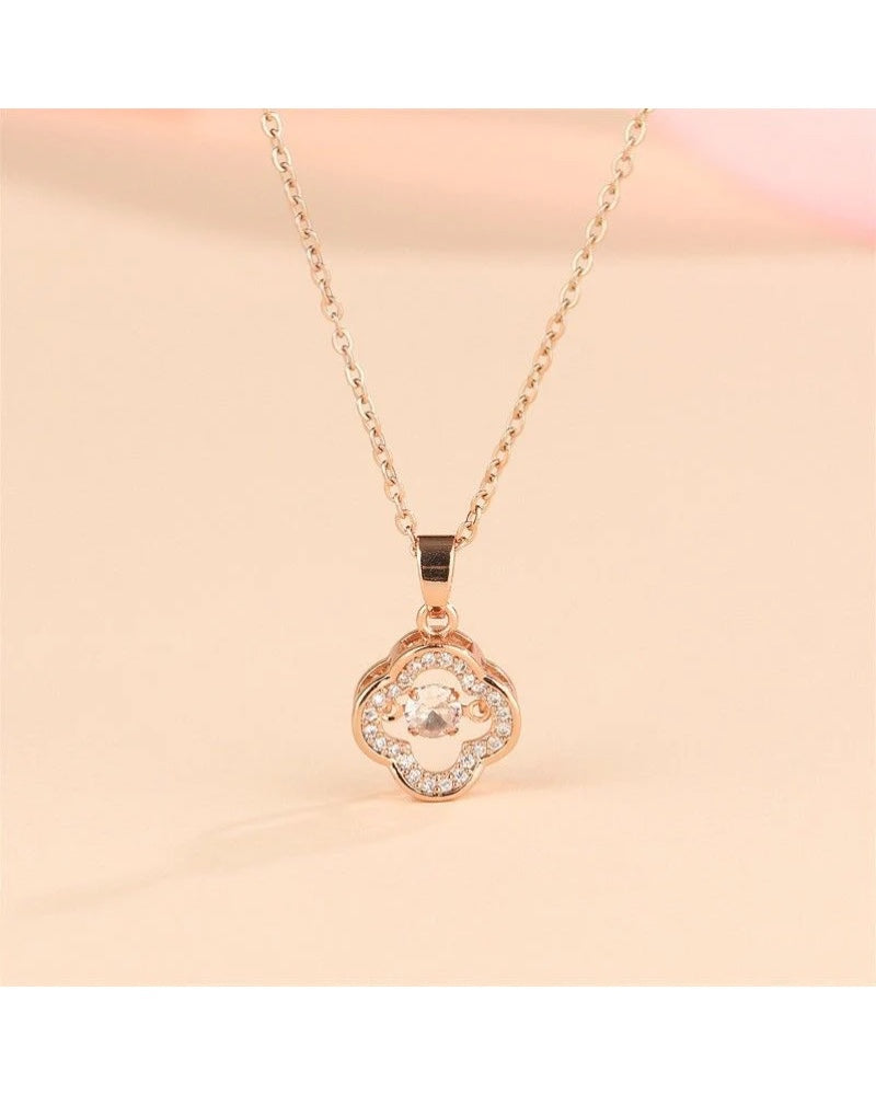 Morgan Petal Necklace With Floating Crystal - Rose