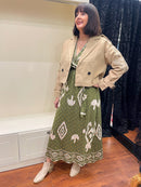 Daisy Embroidered Crop Trench Jacket