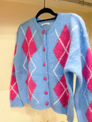 Nova - Diamond Cardi - Blue & Pink