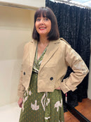 Daisy Embroidered Crop Trench Jacket