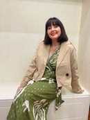 Daisy Embroidered Crop Trench Jacket