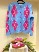 Nova - Diamond Cardi - Blue & Pink