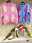 Nova - Diamond Cardi - Blue & Pink