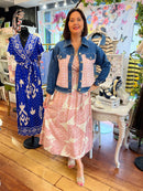 Darla Gold & Leaf Print Dress - Pink