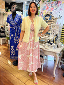 Darla Gold & Leaf Print Dress - Pink