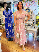 Darla Gold & Leaf Print Dress - Pink