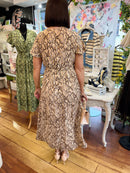 Darla Gold & Snake Print Dress - Beige