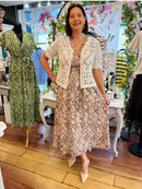 Darla Gold & Snake Print Dress - Beige