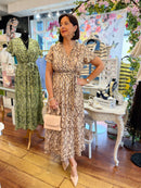 Darla Gold & Snake Print Dress - Beige