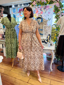 Darla Gold & Snake Print Dress - Beige