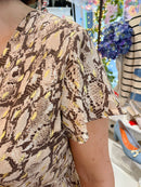 Darla Gold & Snake Print Dress - Beige