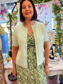 Savannah Pearl Bow Cardi - Mint Green