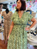 Darla Gold & Snake Print Dress - Green
