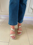 Redz Gold & Crystal Wedge Sandals - CF2106