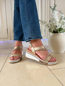 Redz Gold & Crystal Wedge Sandals - CF2106