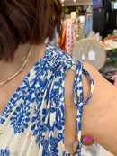 Magic Blue Floral & Gold Speckle Maxi Dress