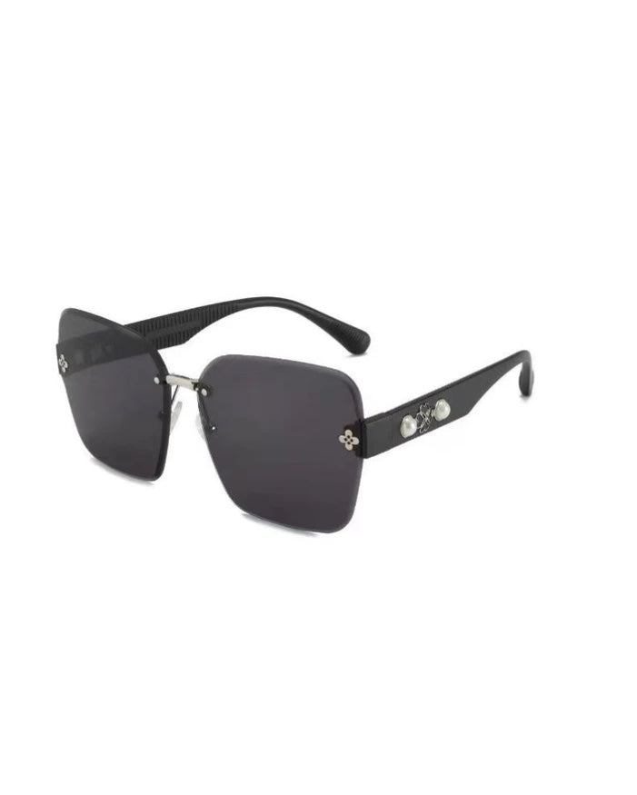 Marieta Pearl & Petal Embellished Sunglasses - Black