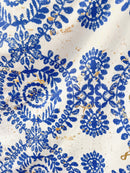 Magic Blue Floral & Gold Speckle Maxi Dress