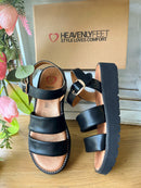Heavenly Feet 'Fleur' Wedged Sandal - Black
