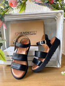 Heavenly Feet 'Fleur' Wedged Sandal - Black