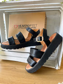 Heavenly Feet 'Fleur' Wedged Sandal - Black