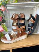 Heavenly Feet 'Fleur' Wedged Sandal - Black