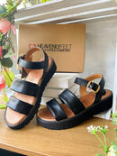 Heavenly Feet 'Fleur' Wedged Sandal - Black