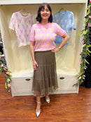 Harriett Heart & Diamond Print Knit Jumper - - Pink