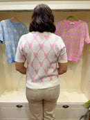 Harriett Heart & Diamond Print Knit Jumper - Cream