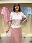 Harriett Heart & Diamond Print Knit Jumper - Cream