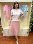 Harriett Heart & Diamond Print Knit Jumper - Cream