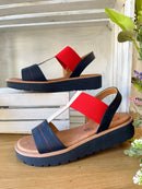 Heavenly Feet 'Mika' Sandal - Navy, Red & White