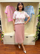 Harriett Heart & Diamond Print Knit Jumper - Cream