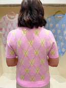 Harriett Heart & Diamond Print Knit Jumper - - Pink