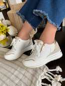 Redz White & Gold Wedge Trainers - 63G326-V168A