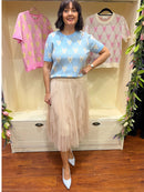 Harriett Heart & Diamond Print Knit Jumper - Blue