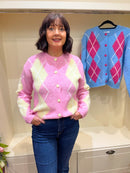 Nova - Diamond Cardi - Pink & Lemon