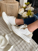 Redz White & Gold Wedge Trainers - 63G326-V168A