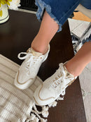 Redz White & Gold Wedge Trainers - 63G326-V168A